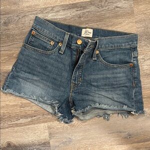 J.‎ Crew Blue Frayed Cut Off Denim Shortie Shorts
